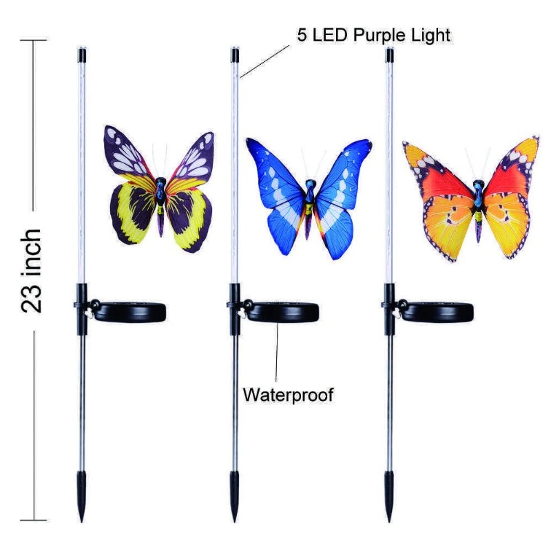 Többszínű módosítása LED Garden Solar Lights Optikai Butterfly díszkivilágítást Garden Solar Tét Lights